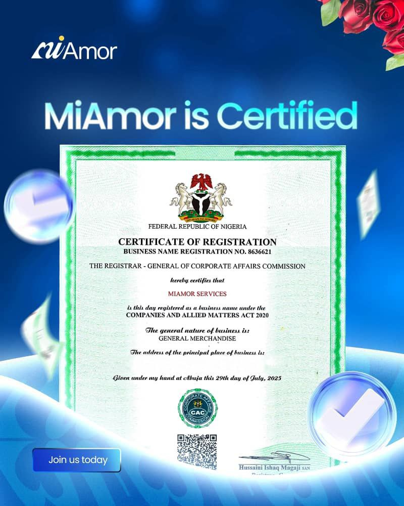 A photo of the Animo Services official Certificate of Registration from the Federal Republic of Nigeria Corporate Affairs Commission.